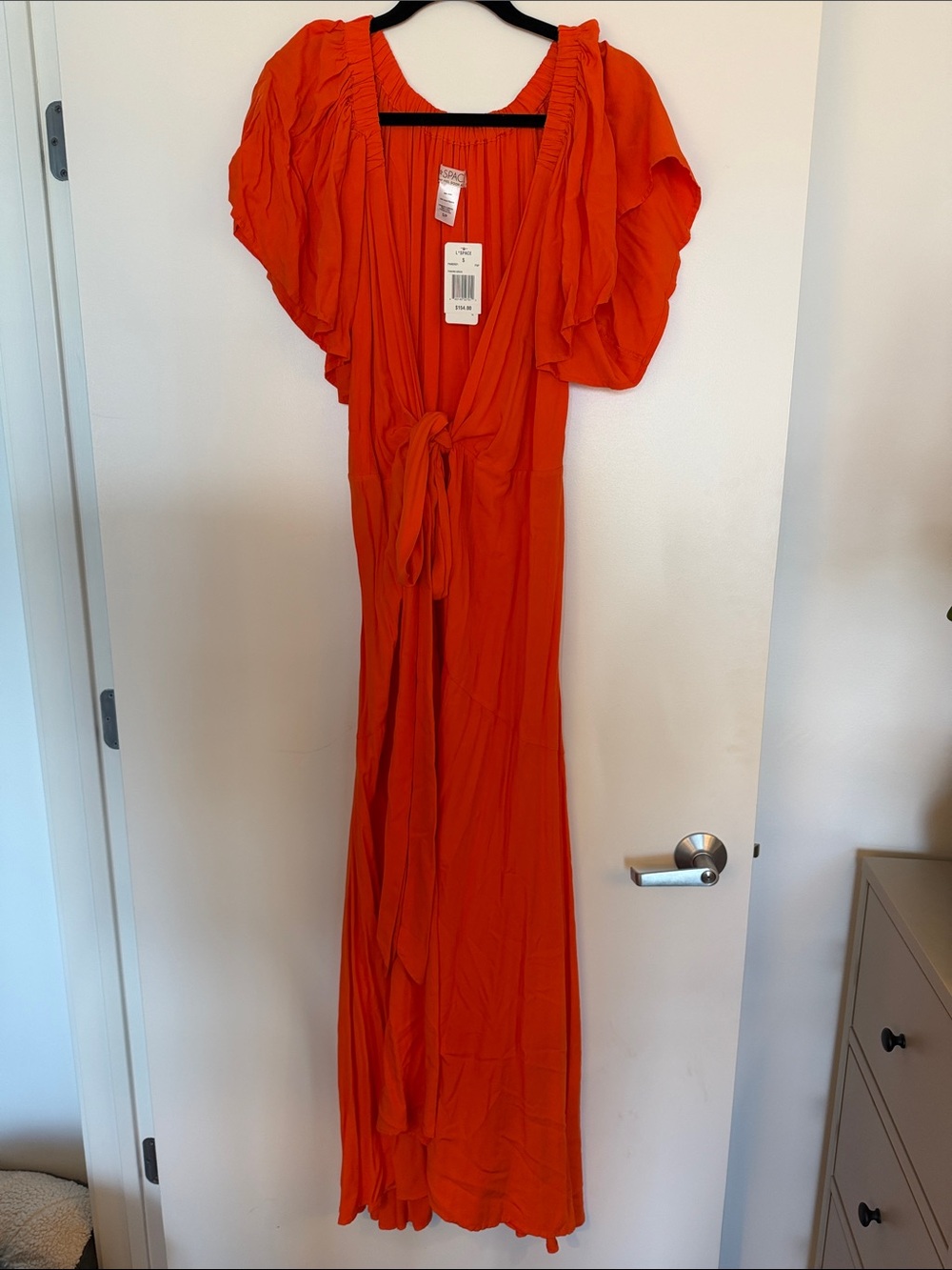 l*space Orange Ruffle-Sleeve Maxi Dress
